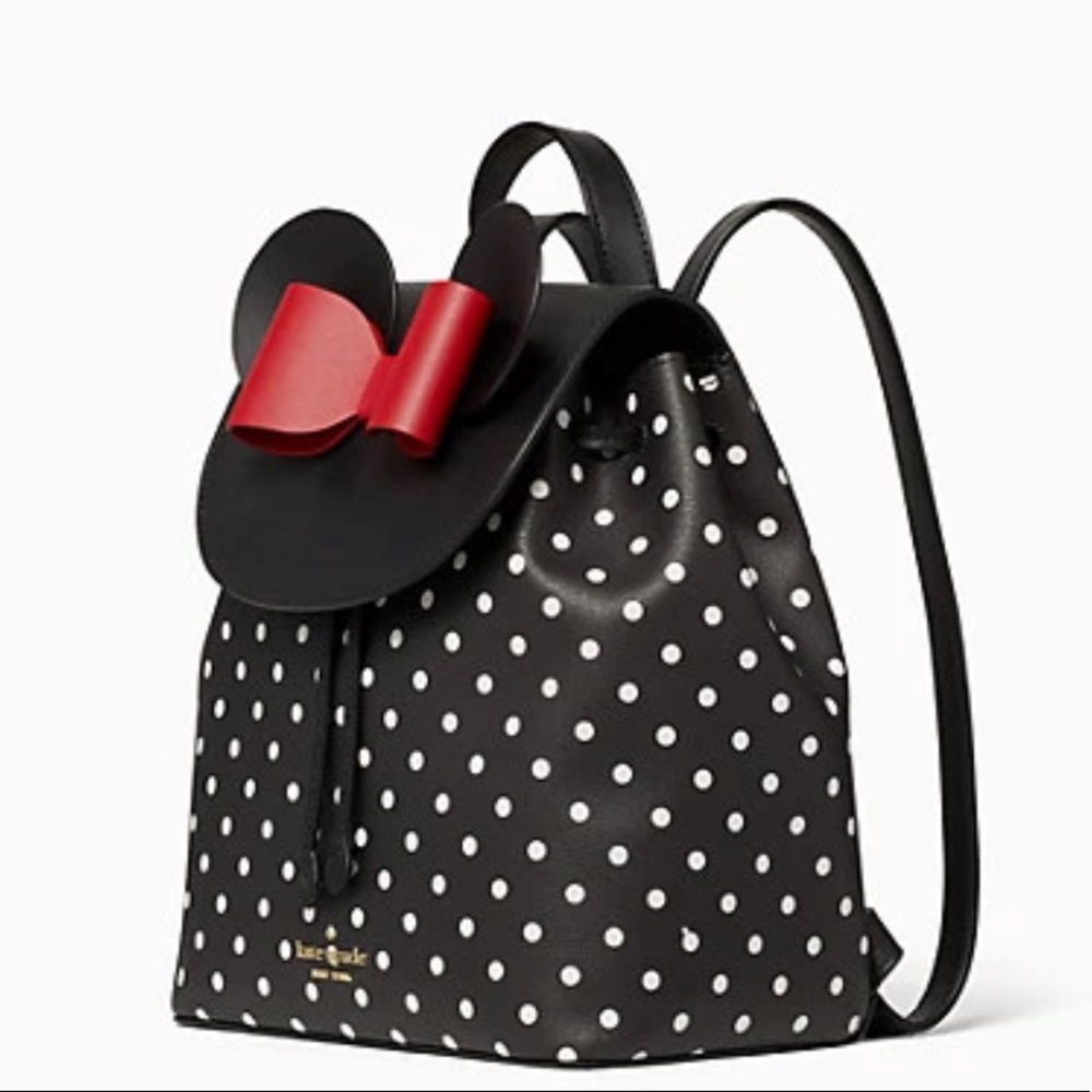 ๐ BEAUTIFUL GIFT KATE SPADE MINNIE MOUSE DOT BLACK BACKPACK NEW AUTHENTIC - Picture 2 of 4